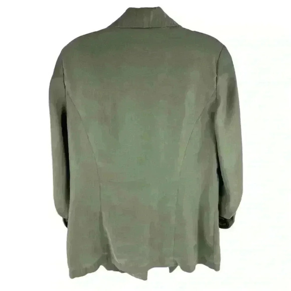 Chico’s Women's Army Green Mid-Length Lightweight Shacket Blazer Jacket Small - Picture 4 of 4